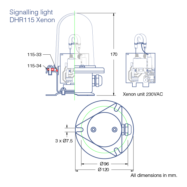 Xenon Flashing light DHR115 2